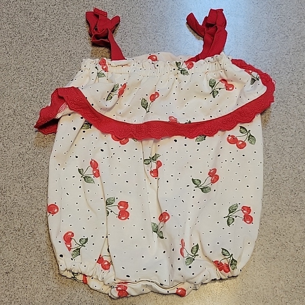 Romper With Cherry Accents By Jessica Simpson Size 6-9 Months